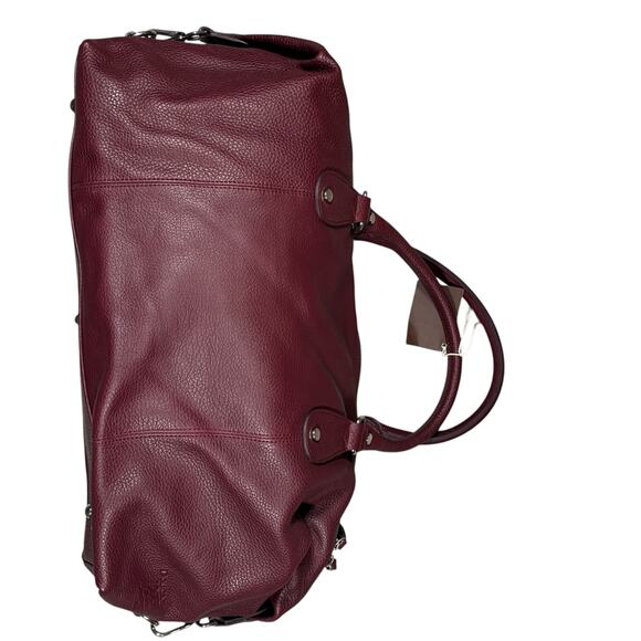 DOUCALS BURGUNDY LEATHER WEEKEND DUFFEL BAG NEVER USED - Picture 5 of 10